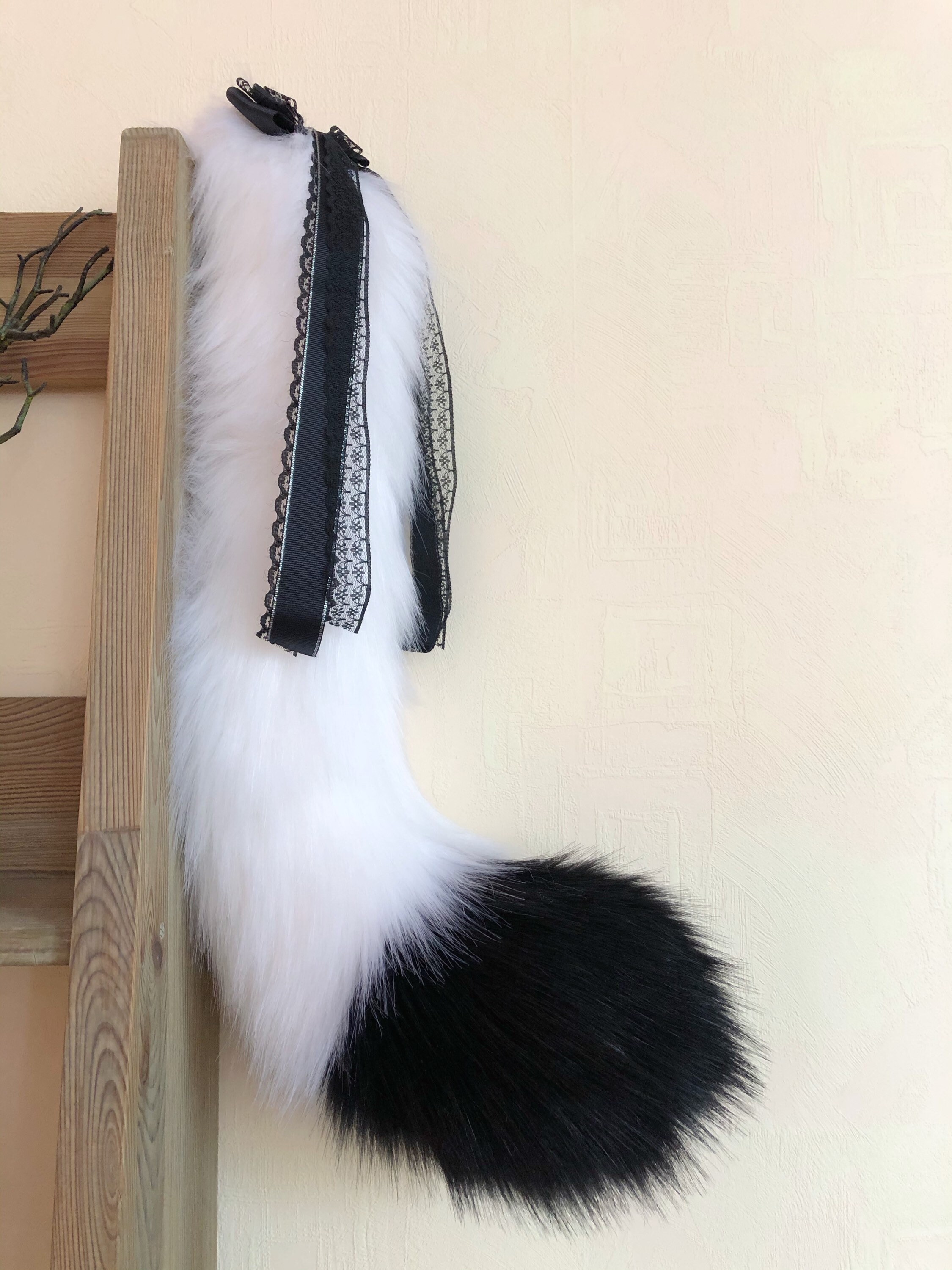 Black and White Cat Tail Fluffy Kitten Tail Cosplay Fursuit Etsy