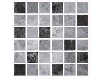 Black & Grey Marble Mosaic Tile Stickers - Peel and Stick (10 Pack)