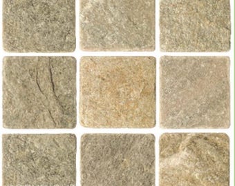 Stone Effect Mosaic Tile Stickers: Light Cream Green, Gloss Finish (Pack of 10)
