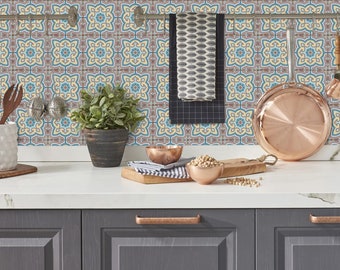 Victorian Mosaic Tile Stickers: Pastel Moroccan Kitchen Decor