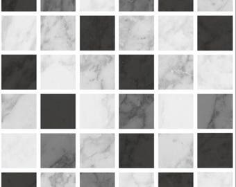 Black Marble Mosaic Tile Stickers: Peel & Stick, Gloss Finish (10 Pack)