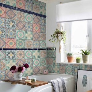 Grey Moroccan Tile Stickers – 45-Pack Victorian Mosaic Wall Decals for Kitchen & Bathroom