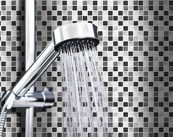 Black Marble Mosaic Tile Stickers: Kitchen Bathroom Transfers (10 Pack)