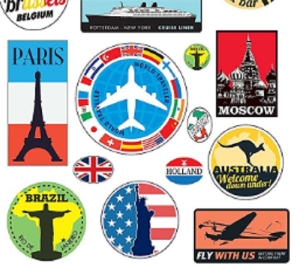 Vintage Travel Stickers – Retro Luggage Decals (3 Precut Sheets, Peel ...