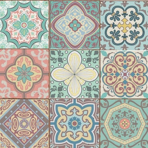 27pcs Traditional tile transfers stickers wall Vintage Victorian Moroccan retro mosaic 4x4