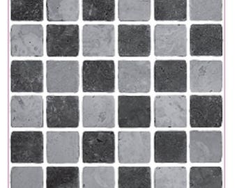Black & Grey Stone Mosaic Tile Stickers - Peel and Stick (10 Pack)