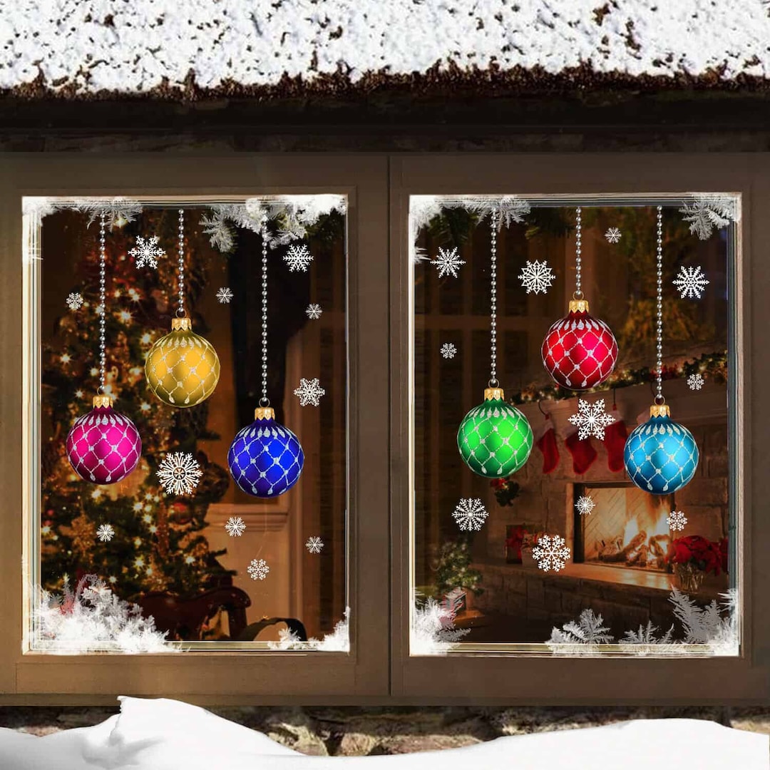 Christmas Stained Glass Bauble Snowflakes Window Stickers Cling Clings Nutcracker Tree - Etsy UK