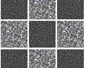 Mosaic Tile Stickers: Black & Grey Stone Effect, Gloss Finish (Pack of 40)