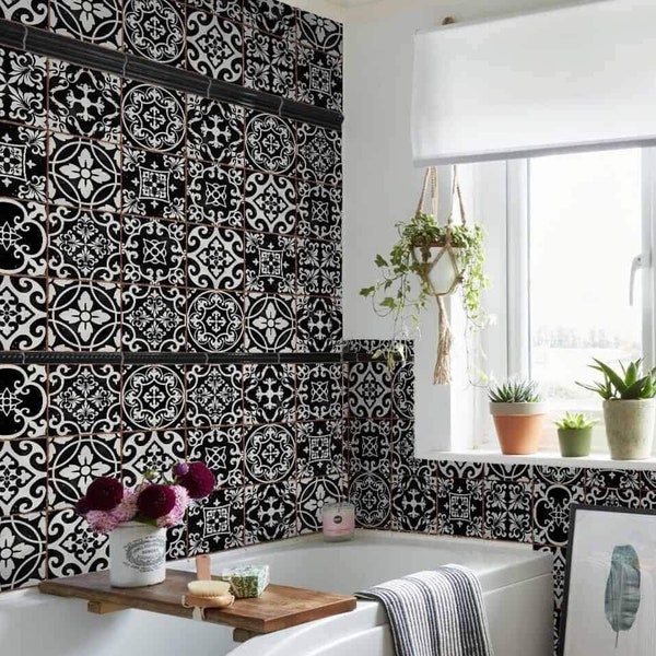38 Bubbles Vinyl Stickers A4 Sheet – Bathroom Tile Wall Art Home Decoration, Black