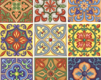 Traditional tile transfers stickers wall Vintage Victorian Moroccan retro mosaic 6x6