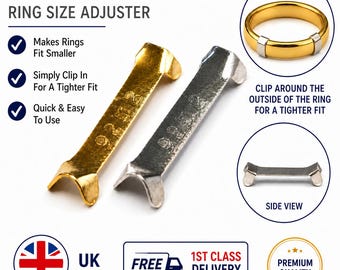 Rolled Gold & Sterling Silver gold Ring Clip Reducer Adjuster Resizer Guard UK