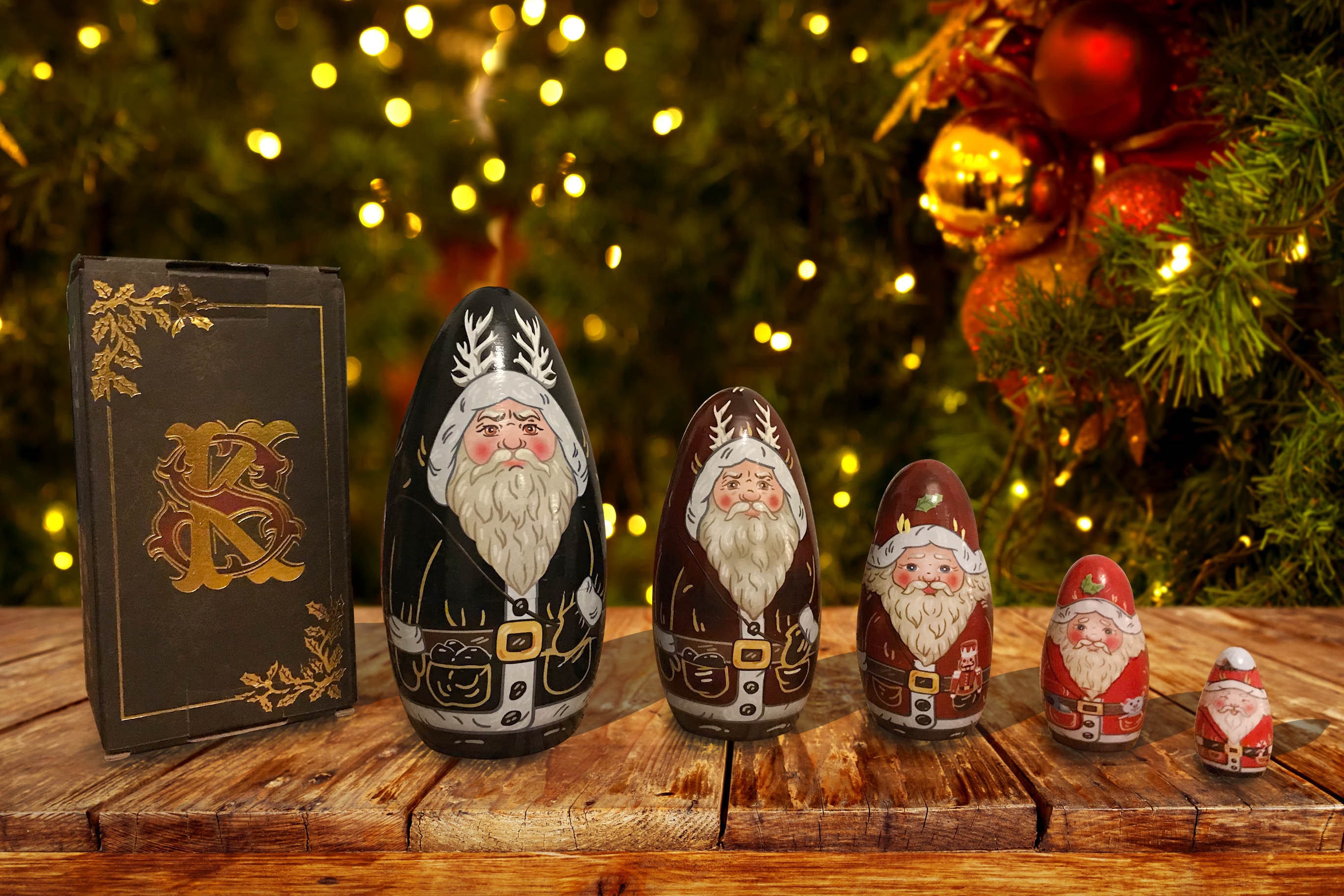 Handcrafted Large Krampus Dolls Nesting Sets Turns Into Father Christmas 5 Piece Set Etsy