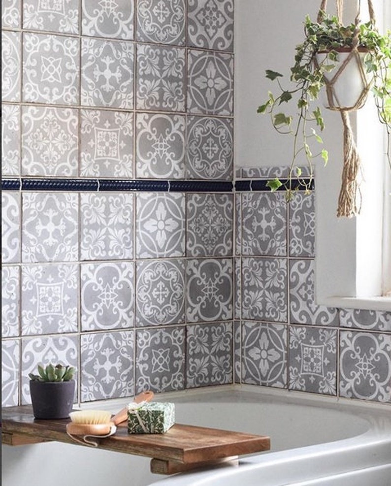 Traditional Tile Transfers Stickers Wall Vintage Victorian Etsy