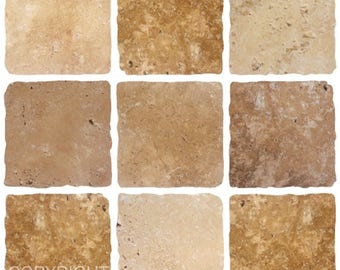 Mosaic Tile Stickers: Cream Brown Stone Effect, Gloss Finish - Pack of 10