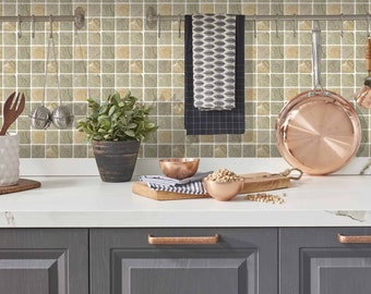 Light Stone Mosaic tile stickers transfers travertine stone KITCHEN BATHROOM peel and stick