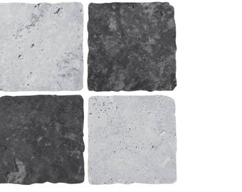 Black & Grey Stone Effect Mosaic Tile Stickers – Pack of 20, Gloss Finish, Peel Stick