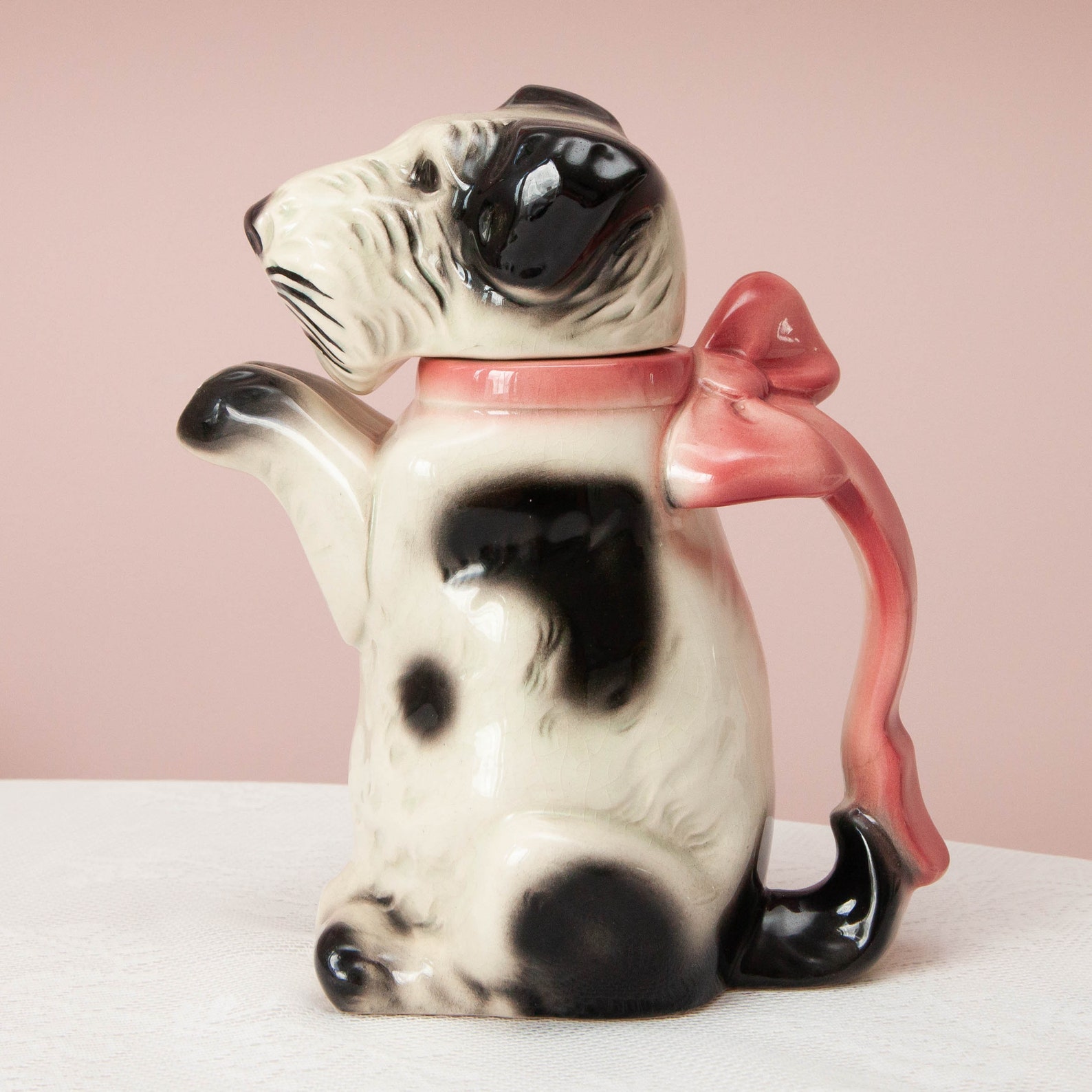 Antique German Erphila Pottery Dog Teapot Black & White Etsy UK