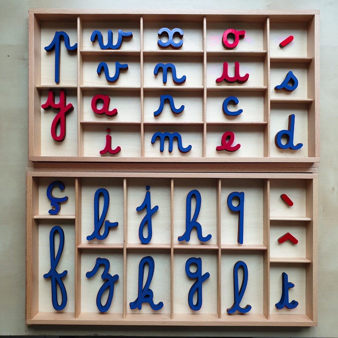 Montessori Games Alphabet Mobile Letters With Box Storage Wood Pedagogy ...