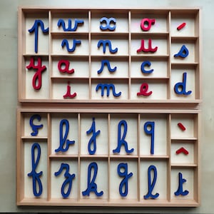 Juegos Montessori Alfabeto letras móviles con caja almacenamiento madera pedagogía material regalo idea aprender niño Cumpleaños de Navidad