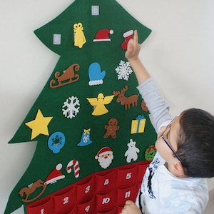 Children&#39;s Advent Calendar Christmas Montessori Christmas Tree Advent Calendar Gifts Decorations Games Toys Surprises Family Ornaments Wood