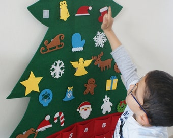 Calendario dell'Avvento per bambini Albero di Natale Montessori Albero di Natale Calendario dell'Avvento Regali Decorazioni Giochi Giocattoli Sorprese Famiglia Ornamenti Legno