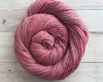 Hand Dyed Tonal Yarn, “Magic Mauve”, 80/20 Superwash Merino Silk Blend Sock Yarn