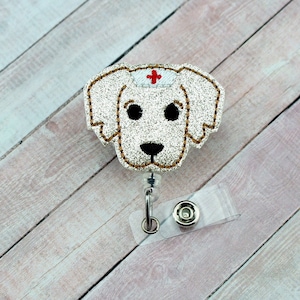 Glitter Nurse Puppy Badge Reel, Dog Badge Reel, Nurse Badge Holder, Retractable Badge, Badge Pull, ID Holder, Nurse Gift, ER Nurse Badge