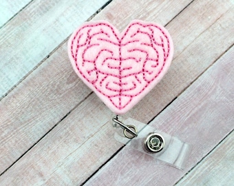 Heart Brain Badge Reel, Neurologist Badge Reel, Retractable ID Badge Holder, Nurse Badge Reel, Gift for Nurses, Neurologist Gift, Badge Pull