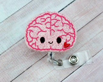 Glitter Brain Badge Reel - Brain Badge Holder -  Glitter Badge Reel -  Badge Holder - Nurse Gifts  - Badge Pull - Medical Lanyard - Lanyard