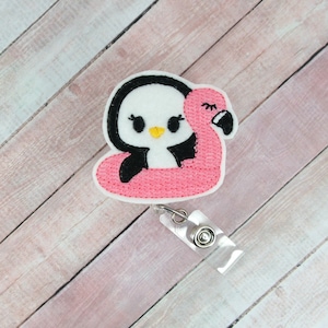 Porta credencial flotante con forma de pingüino - Porta credencial de animal - Porta credencial de hospital - Regalo de enfermera - Porta credencial de identificación retráctil - Tirador de credencial - Regalo de pingüino