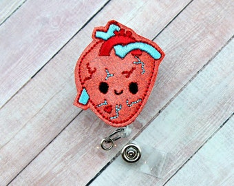 Glitter Heart Badge Reel - Medical Badge Reel - Badge Reel - Feltie Badge Reel- Retractable ID Badge Holder - Badge Pull