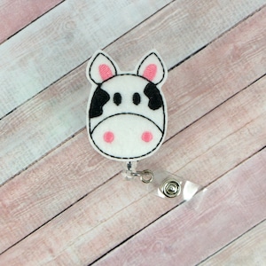 Cow Badge Reel - Pediatric Badge - Felt Badge Reel - Cute Badge Clip - Retractable ID Badge Holder - Badge Pull - Labor and Delivery Nurse