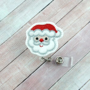 Bobine d&#39;insigne de Père Noël - Insigne de Noël - Porte-insigne - Bobine d&#39;insigne en feutre - Porte-insigne rétractable - Insigne Pull - Insigne de Noël - Longe - RN