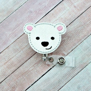Bobine de badge ours polaire, bobine de badge d&#39;hiver, porte-badge, badge d&#39;identification, bobine de badge d&#39;infirmière, badge de Noël, lanière, bobine de badge de Noël, cadeau