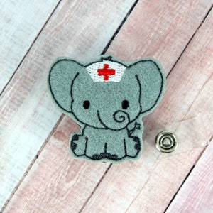 Enfermera Elefante Badge Reel - Badge Reel - Badge Holder - ID Card Holder - Badge Pull - Lanyard - Nurse Gifts - Nurse Stocking Stuffer