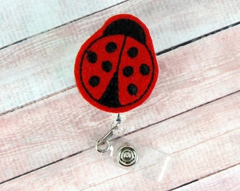 Ladybug Badge Reel, Cute ID Badge Clip, Interchangeable Badge Reel, Nurse Lanyard, Gift for Nurses, Medical ID Badge Clip, Badge Buddy