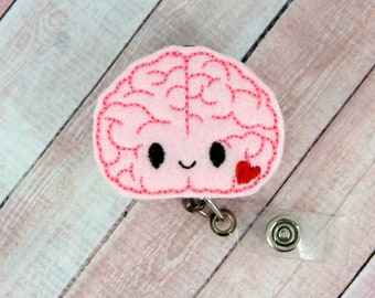 Brain Badge Reel Brain Feltie Badge Reel Cute Badge Clip