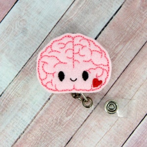 Brain Badge Reel - Brain -  Feltie Badge Reel - Cute Badge Clip - Retractable ID Badge Holder - Badge Pull.