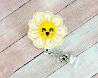 Daisy Badge Reel - Flower Badge Reel- Kawaii Daisy - Nurse Gift -Teacher Badge Reel - Retractable ID Badge Holder