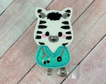 Nurse Zebra Badge Reel, Interchangeable Badge Holder, Name Tag Clip, Swappable Badge Topper, Staff Gifts, Coworker Gift, Badge Buddy