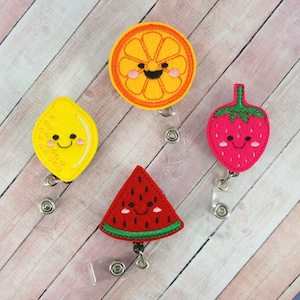 Fruit Badge Reel - Fruit - Feltie Badge Reel - Cute Badge Clip - Retractable ID Badge Holder - Badge Pull.