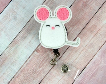 Mouse Badge Reel, Cute Badge Holder, Pediatrics Badge Reel, Nurse Badge Reel, Badge Clip, Teacher Lanyard, Felt Badge Holder, Coworker Gift
