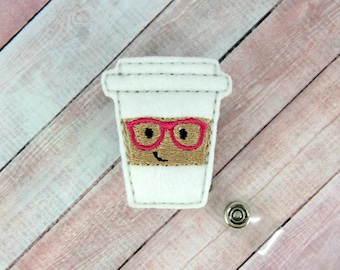 Geeky Coffee Badge Reel - Badge Reel - Cute Badge Clip - Retractable ID Badge Holder - Badge Pull - Coffee Badge - Lanyard - Nurse Gifts