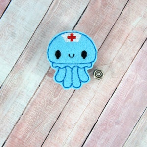 Jellyfish Badge Reel - Nurse Badge Reel - Veterinarian Gift Badge Reel - Feltie Badge Reel- Retractable ID Badge Holder - Badge Pull -Badge
