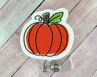 Pumpkin Badge Reel, Fall Badge Reel, Autumn Retractable ID Holder, Thanksgiving Badge Reel, Nurse Teacher Fall Badge Holder