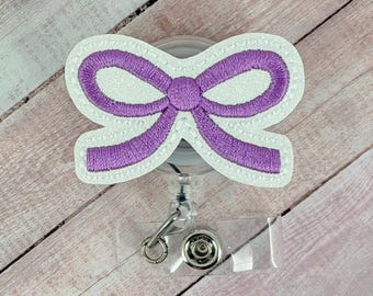 Coquette Purple Bow Badge Reel, Nurse Badge Holder, Pretty Badge Reel, Girly Bow Badge Reel, Retractable ID Badge Reel, Badge Reel Topper