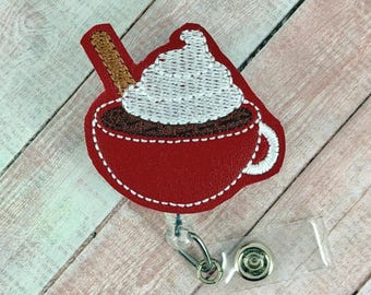Spiced Apple Cider Badge Reel, Fall Badge Holder, Nurse lD Badge Reel , Teacher Lanyard, Retractable Badge, Interchangeable Topper