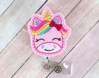 Unicorn Badge Reel, Unicorn Badge Holder, Pediatric Nurse Badge, ID Badge Clip, Retractable ID Badge Holder, Badge Pull, Lanyard