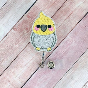 Bobine d'insigne d'oiseau calopsitte, bobine d'insigne de printemps, bobine d'insigne médicale, bobine d'insigne d'infirmière, porte-badge d'identification rétractable, tirette d'insigne, longe