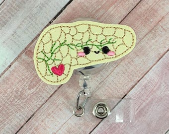 Pancreas Badge Reel, Endocrineolgy Badge Reel, Surgeon Badge Reel, Retractable ID Badge Holder, Interchangeable Badge Clip, MRI Safe Badge